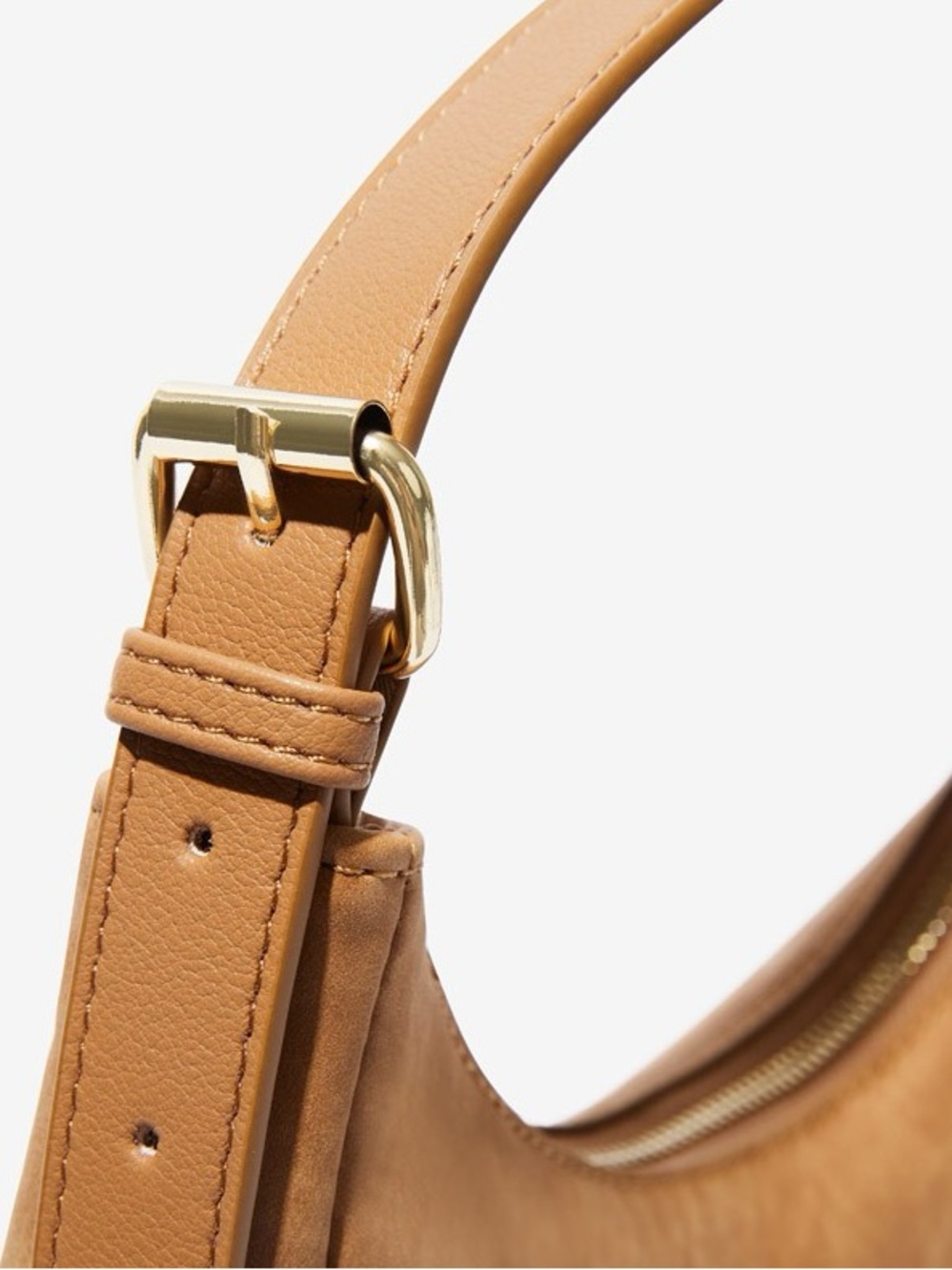4th+ Reckless Una Faux Suede Camel / Light Brown Crescent Bag Purse NWT - Picture 3 of 8